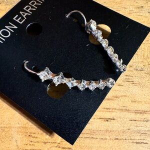 Fashion Earrings Rhinestone Silver Tone Earrings